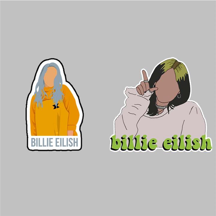 استیکر لپ تاپ کارنیکا طرح بیلی آلیش مدل Billie Eilish-2222108  مجموعه 2 عددی